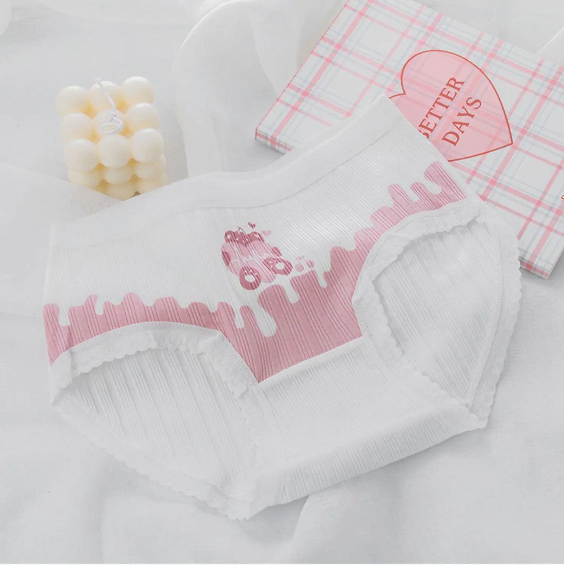 Floral Lace Hem Cotton Underwear