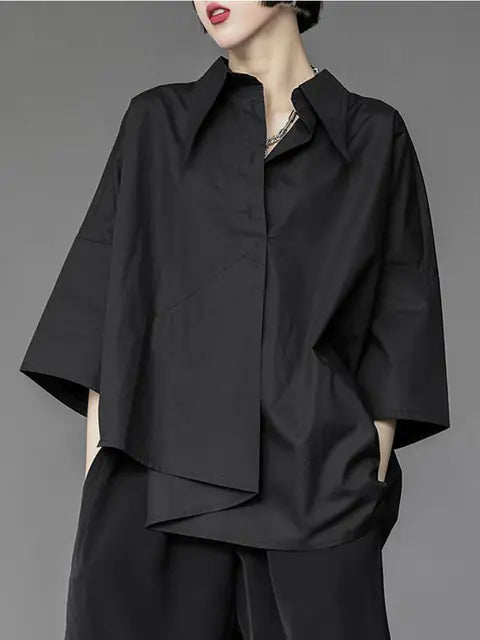 Women's Loose Button Casual Asymmetric Shirt
