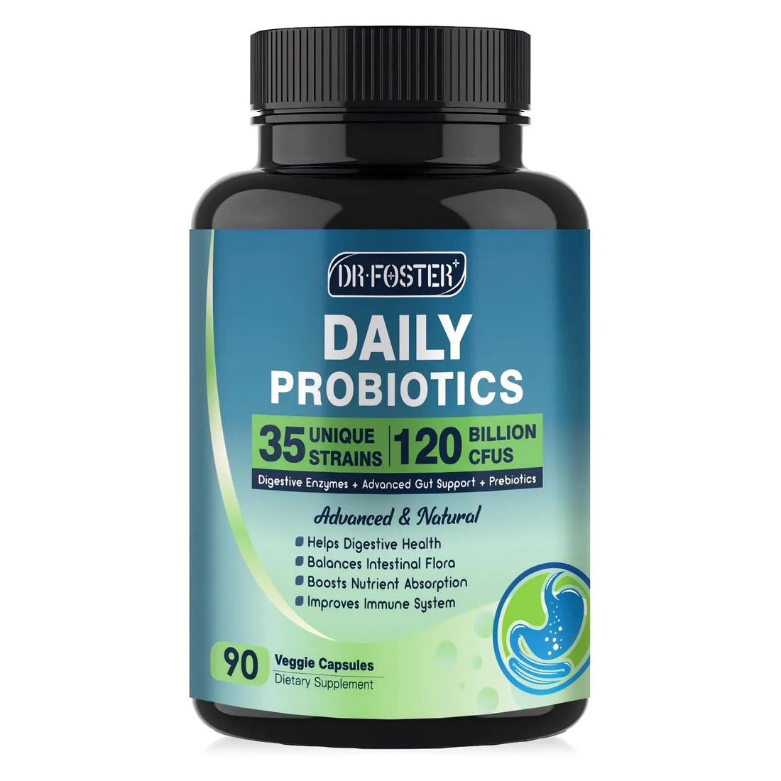 Probiotics for Women-Men Digestive Health with 120 Billion Probiotics Prebiotics and Probiotics for Women-Men Digestive Enzymes Nutrient Absorption Immune Support 90 Veggie Caps (45 Days Supply)