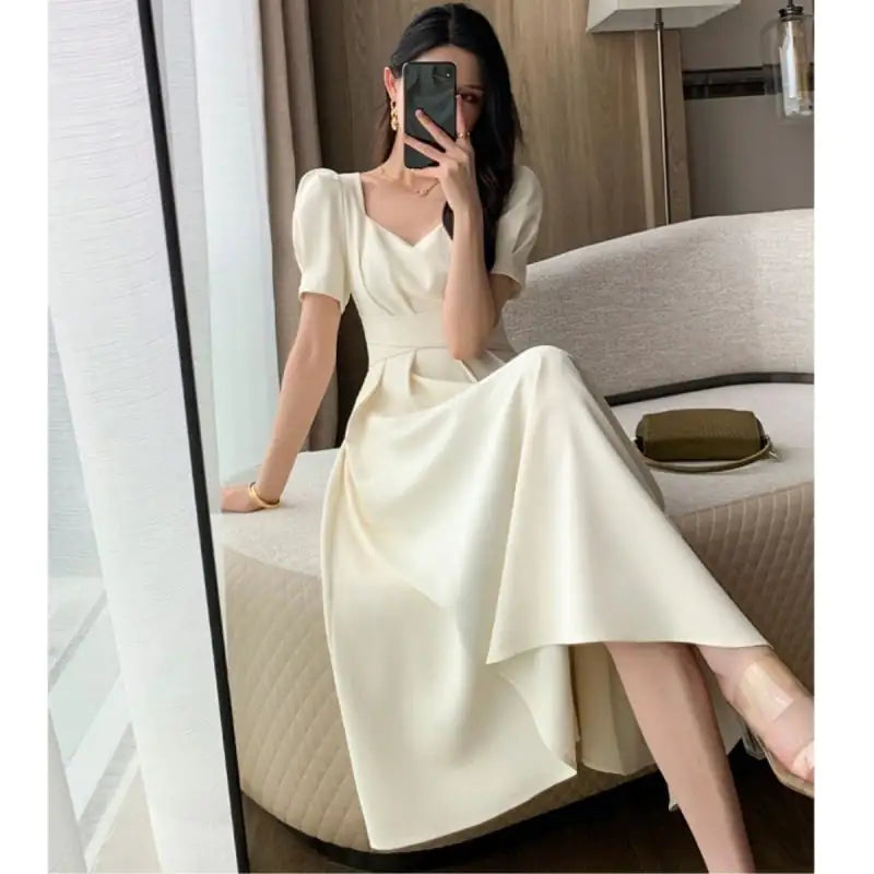 Plus Size Lace-Up Waist Trimming Dress (Large Size)