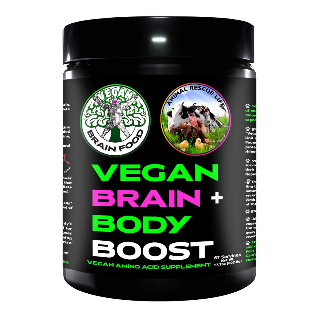 Vegan Brain & Body Boost: The Cherry On Top of A Plant-Based Lifestyle | Working Intelligence | Anti-Aging | Physical Fitness | Vegan Amino Acids - Creatine Taurine & Beta Alanine | 67 Servings/500g